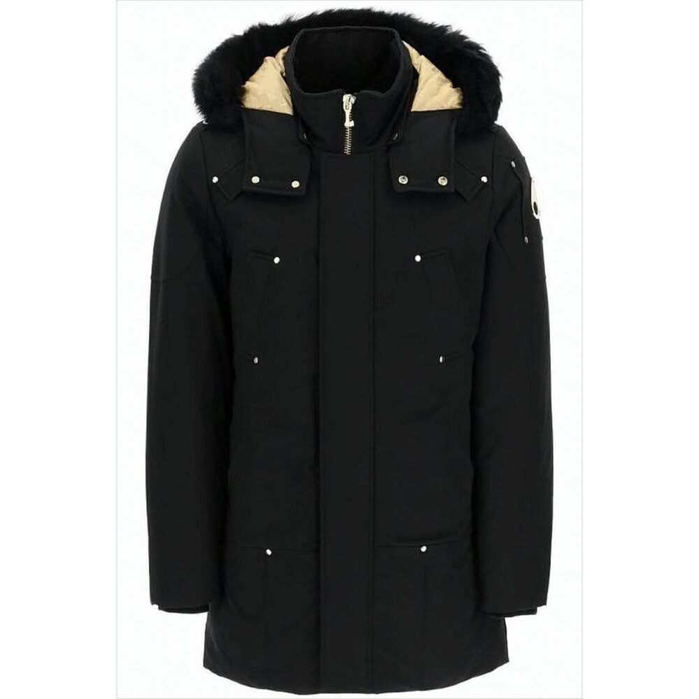 MOOSE KNUCKLES Padded Black Down Jacket with High Collar